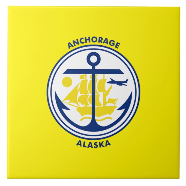 Anchorage city flag ceramic tile (Front)