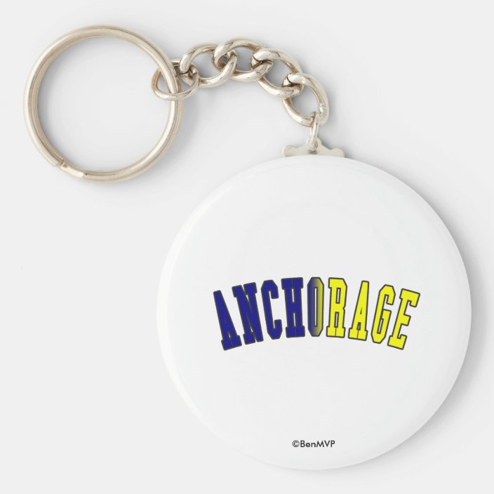 Anchorage in Alaska State Flag Colors Keychain