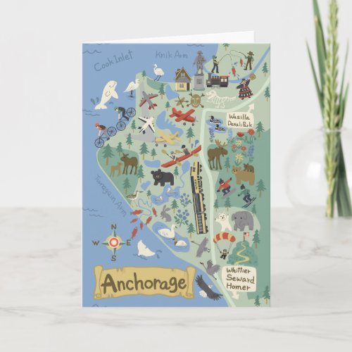 Anchorage Map greeting card