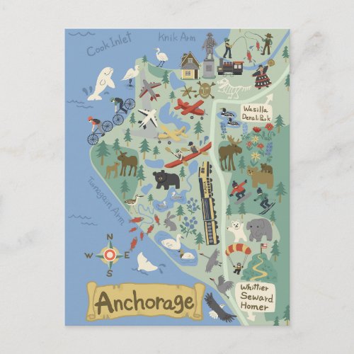 Anchorage Map Postcard