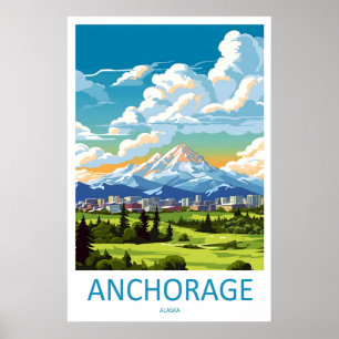 Anchorage Poster Ski Vintage National Park Travel