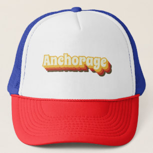 Anchorage Retro Vintage Text Trucker Hat