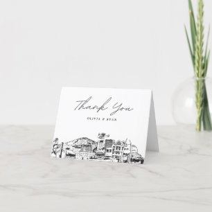 Anchorage Skyline Sketch Blank Thank You Card