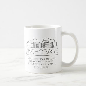 Anchorage Stylized Skyline | Custom Slogan  Coffee Mug