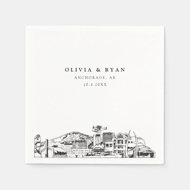 Anchorage Wedding Minimalist Paper  Napkins (Front)