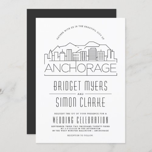 Anchorage Wedding  Stylized Skyline Invitation