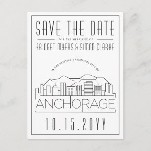 Anchorage Wedding Stylized Skyline Save the Date Postcard