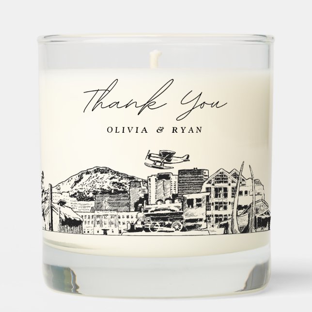 Anchorage Wedding Thank You Gift Custom Candle (Front)