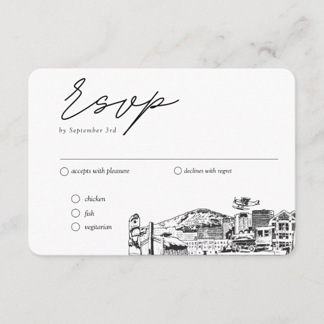 Anchorage Wedding Traditional RSVP Meal Option Enclosure Card (Front)