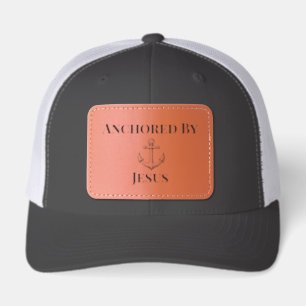 Anchored By Jesus, Modern SImple Minimal, Elegant Leather Patch Hat