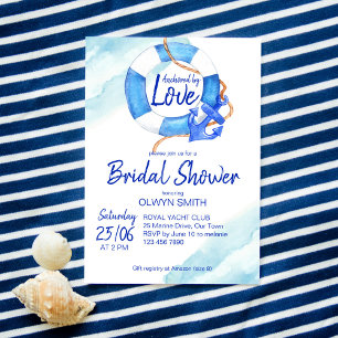 Anchored by love nautical bridal shower invitation