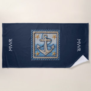 Anchored Elegance: Custom Monogram Beach Towel