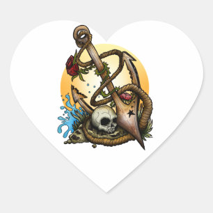 Anchored Heart Sticker