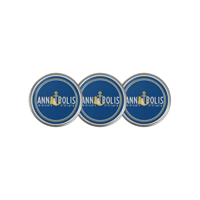 Anchored in Annapolis Dog Golf Ball Markers (3 Up)