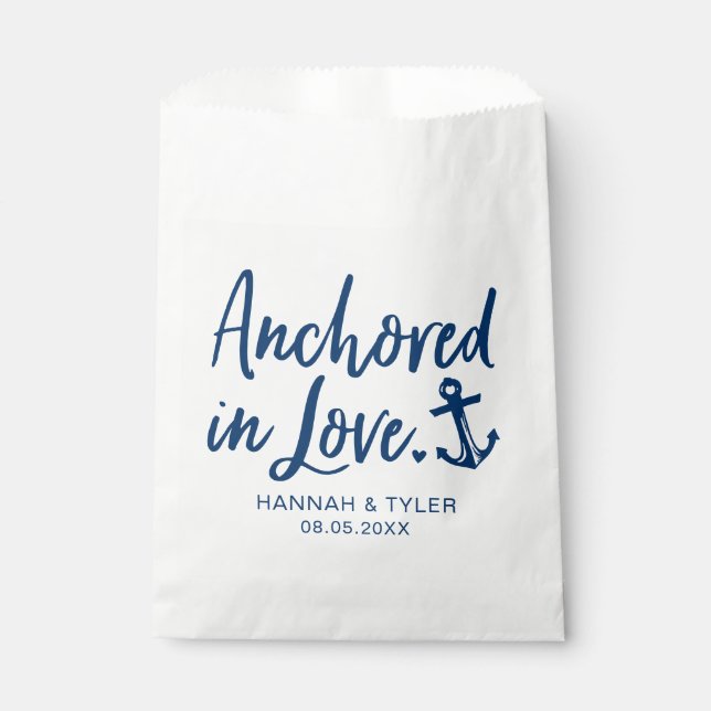 Anchored In Love Beach Nautical Wedding Favor Bag (Front)