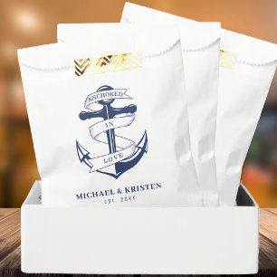 Anchored in Love Nautical Blue Anchor Wedding Favor Bag