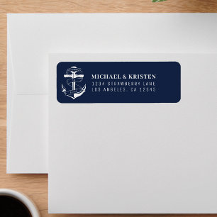 Anchored in Love Nautical Blue Anchor Wedding Label