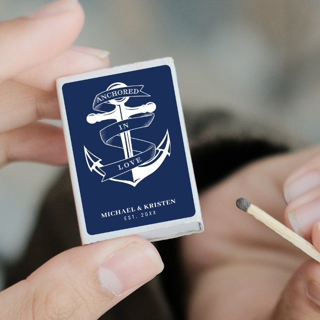 Anchored in Love Nautical Blue Anchor Wedding  Matchboxes (Anchored in Love Nautical Blue Anchor Wedding Matchboxes
)