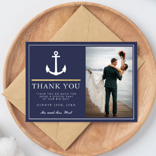 Anchored In Love Nautical Rustic Anchor Wedding Thank You Card