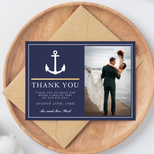 Anchored In Love Nautical Rustic Anchor Wedding Thank You Card