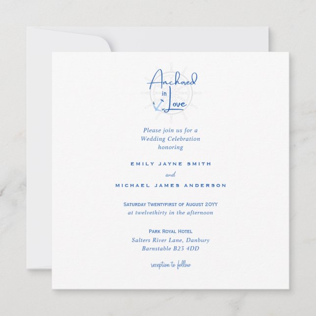 Anchored in Love Nautical Wedding Invitation (Front)