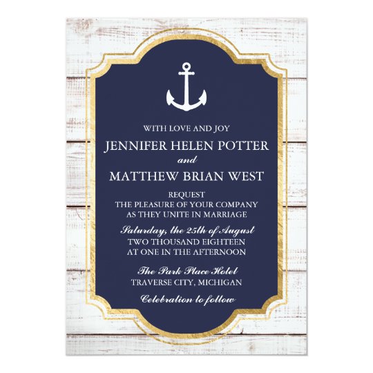 Anchored In Love Rustic Nautical Anchor Wedding Invitation | Zazzle.com