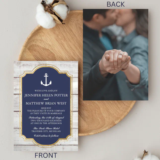 Anchored In Love Rustic Nautical Anchor Wedding Invitation Zazzle