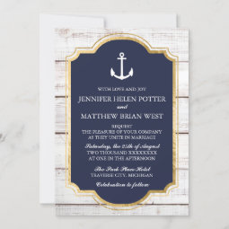 Anchored In Love Rustic Nautical Anchor Wedding Invitation | Zazzle
