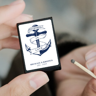Anchored in Love White Nautical Anchor Wedding Matchboxes