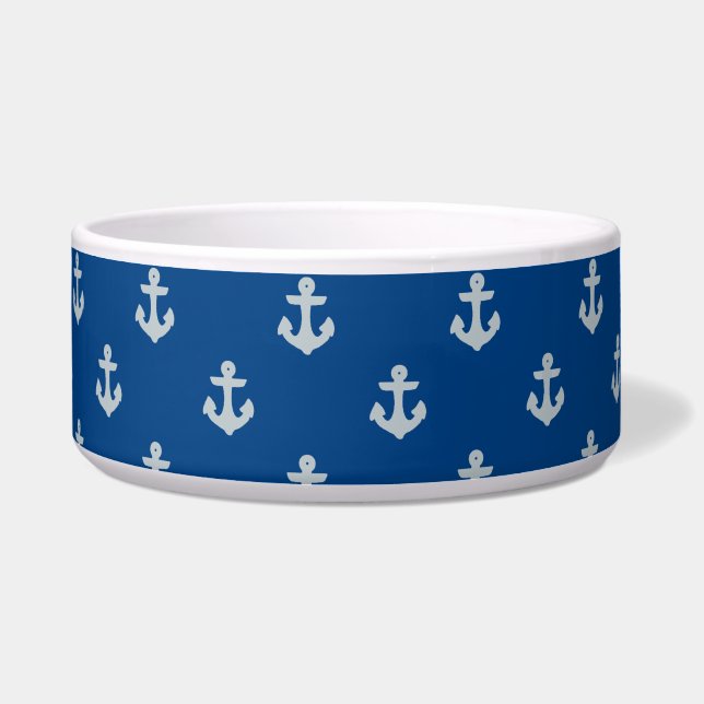 Anchored in Ocean Navy Blue Dog Bowl (Front)