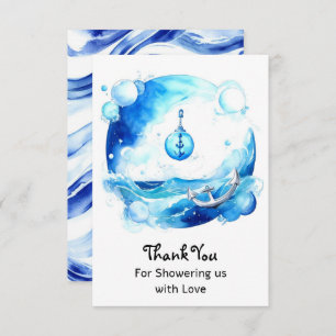 Anchored Love Nautical Boy Baby Shower Thank You Card