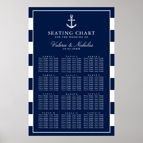 Anchored  Nautical Wedding  Navy Seating Chart