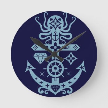 Anchored Round Clock by Middlemind at Zazzle