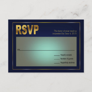 Anchored Seashell Nautical Wedding navy and gold RSVP Card