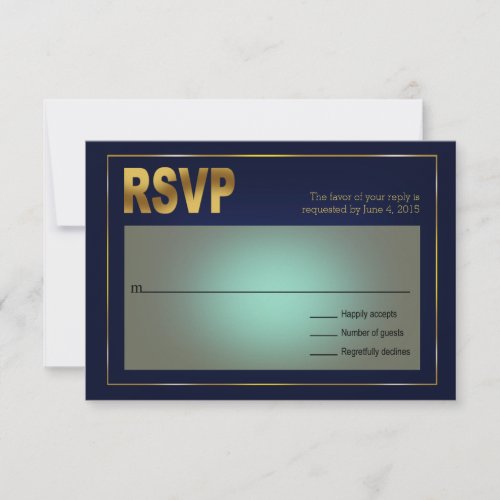 Anchored Seashell Nautical Wedding  navy and gold RSVP Card