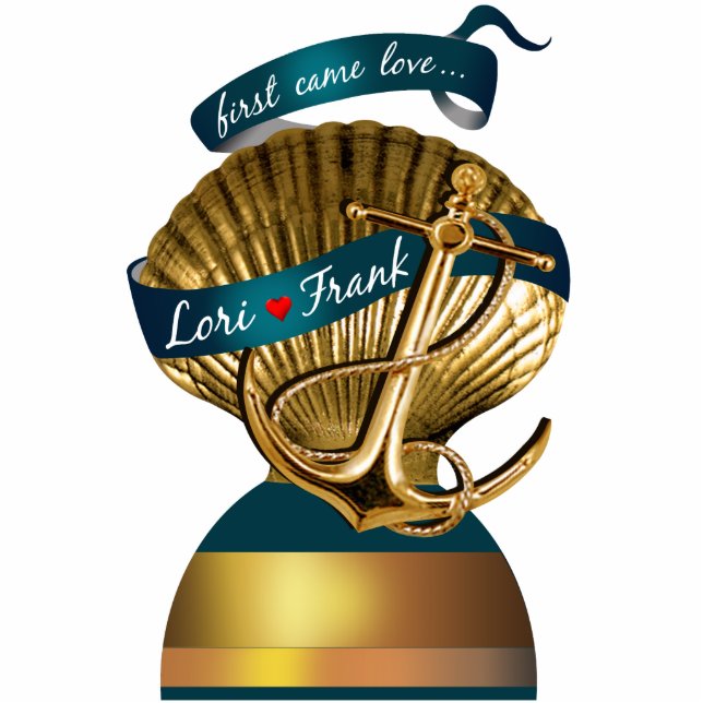 Anchored Seashell Wedding CONTACT ME 2 PERSONALIZE Statuette (Front)