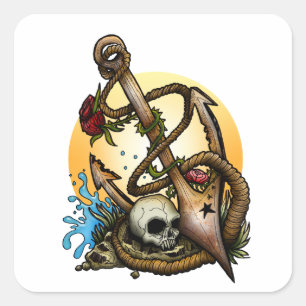 Anchored Square Sticker