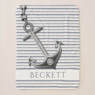 Anchored Stripes Sherpa Blanket
