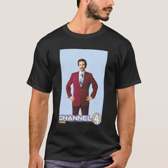 Anchorman Ron Burgundy Channel 4 Portrait T-Shirt (Front)