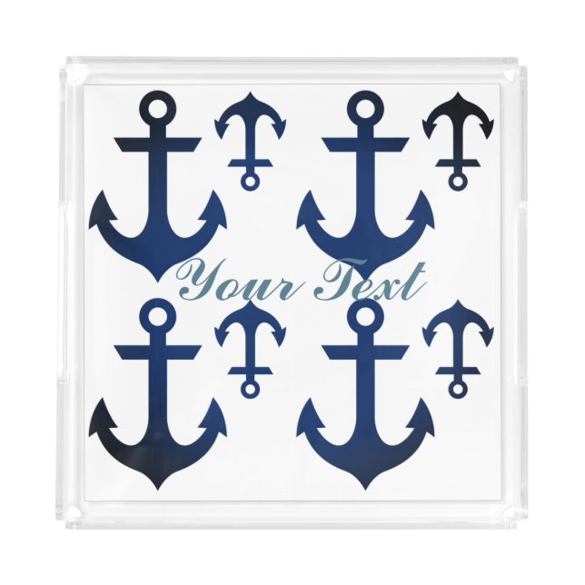 Anchors Ahoy Nautical Acrylic Tray (Front)