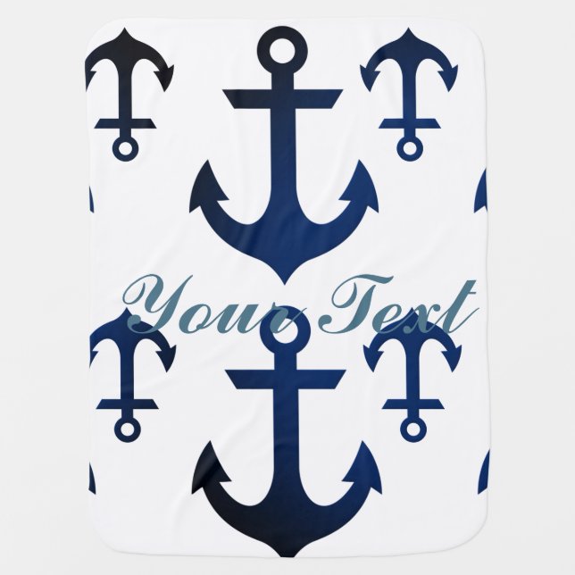 Anchors Ahoy Nautical Baby Blanket (Front)