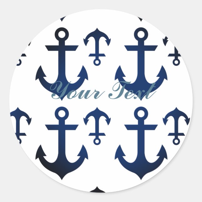 Anchors Ahoy Nautical Classic Round Sticker (Front)