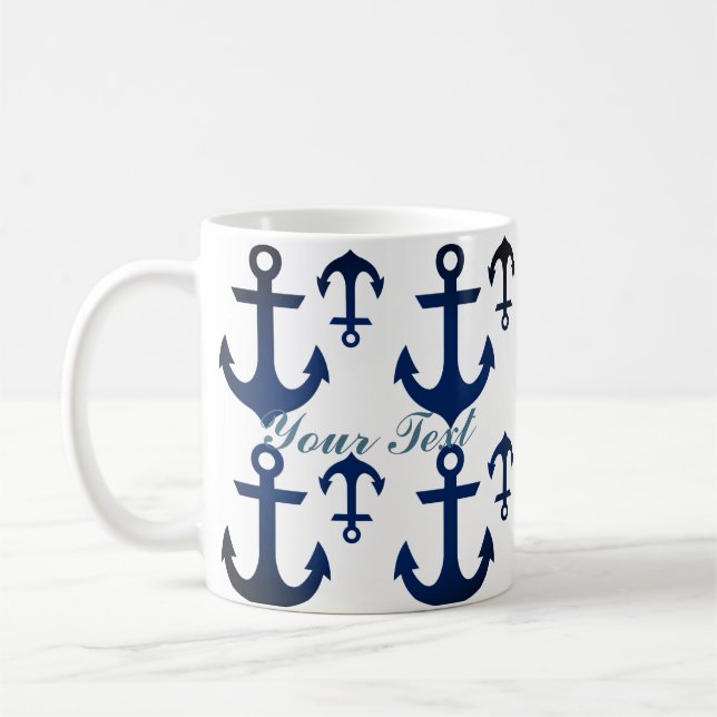 Anchors Ahoy Nautical Coffee Mug (Left)