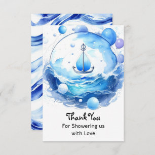 Anchor's Ahoy Nautical Shower Boy Baby Shower Thank You Card