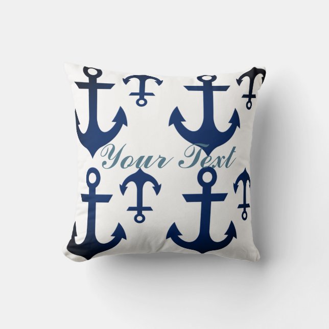 Anchors Ahoy Nautical Throw Pillow (Front)