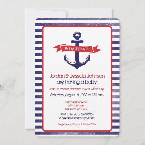 Anchors Away Baby Shower Invitation