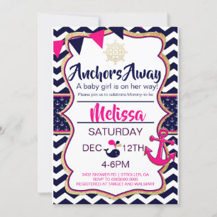 Anchors Away Baby Shower Invite