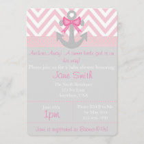 Anchors Away Girl Baby Shower Invitation