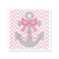 Anchors Away Girl Baby Shower Napkins