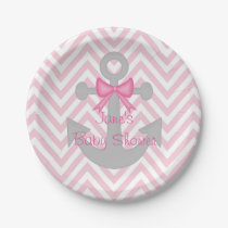 Anchors Away Girl Baby Shower Paper Plates